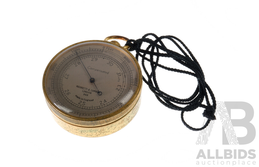 Vintage Negretti & Zambra Pocket Barometer, Made in England