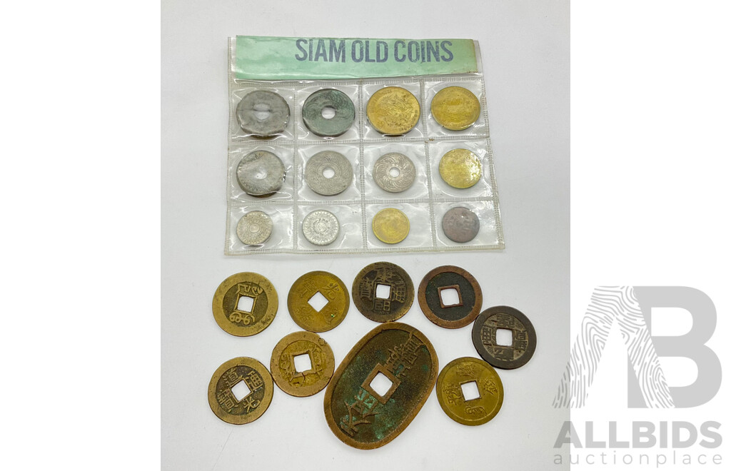 Collection of Vintage Chinese and Siam Coins (21)