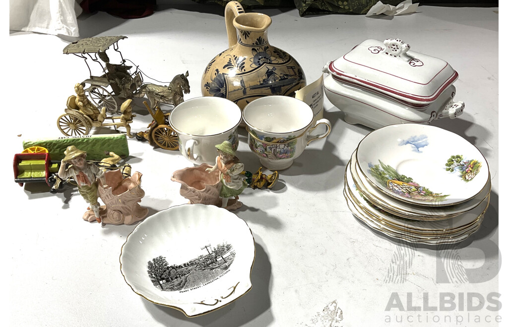 Collection of Vintage Porcelain Including a Delft Jug and More