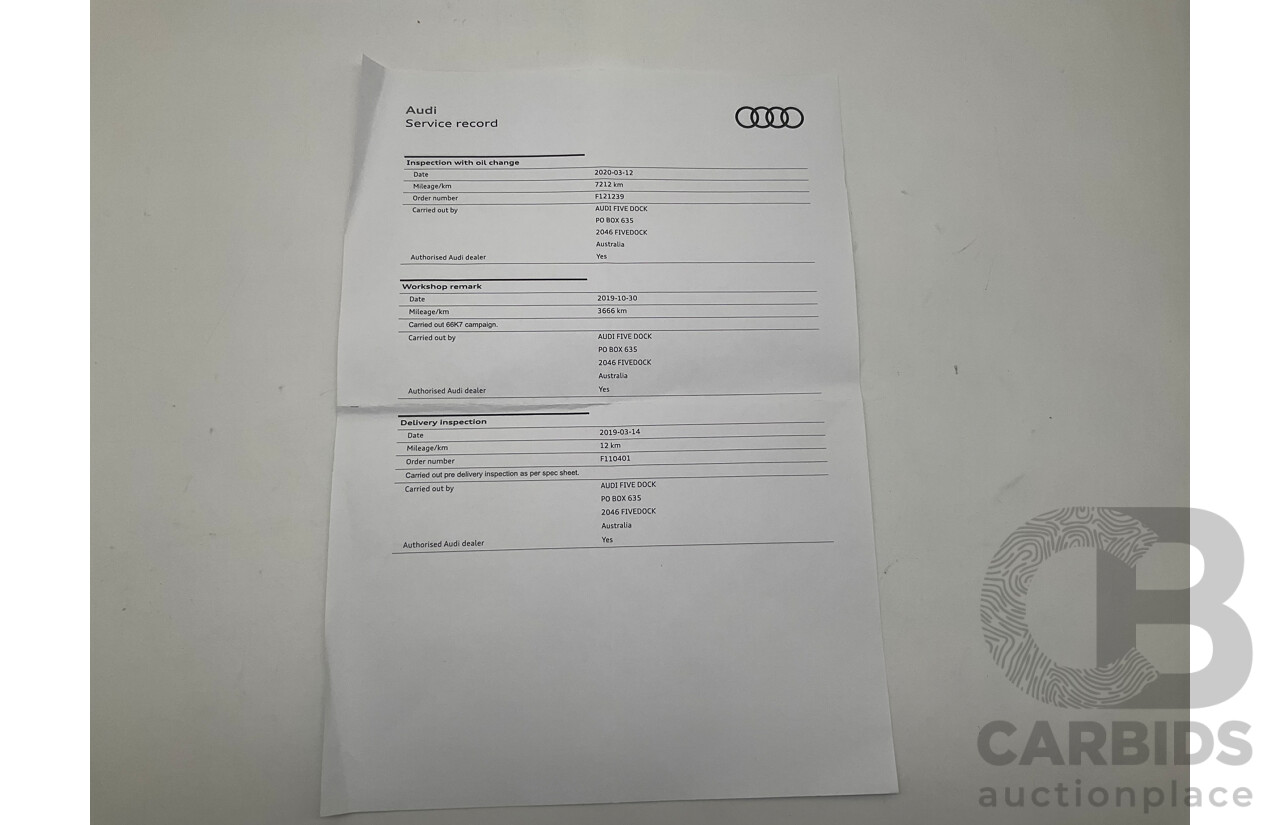 01/2019 Audi Q5 45 TFSI Sport Black Edition Quattro (AWD) FY MY19 Black 4d Wagon Turbo 2.0L