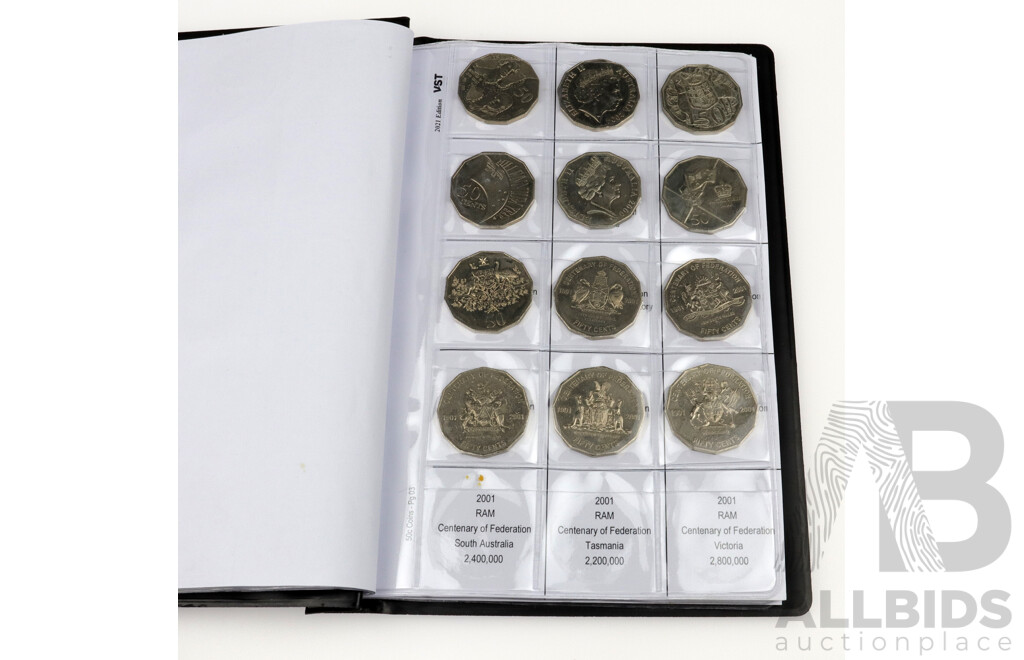 Australian Fifty Cent Coin Collection Including 1977 Silver Jubilee, 1981 Charles and Diana, 2003 Australia's Volunteers, 2017 Mabo 25 Years and More (60)