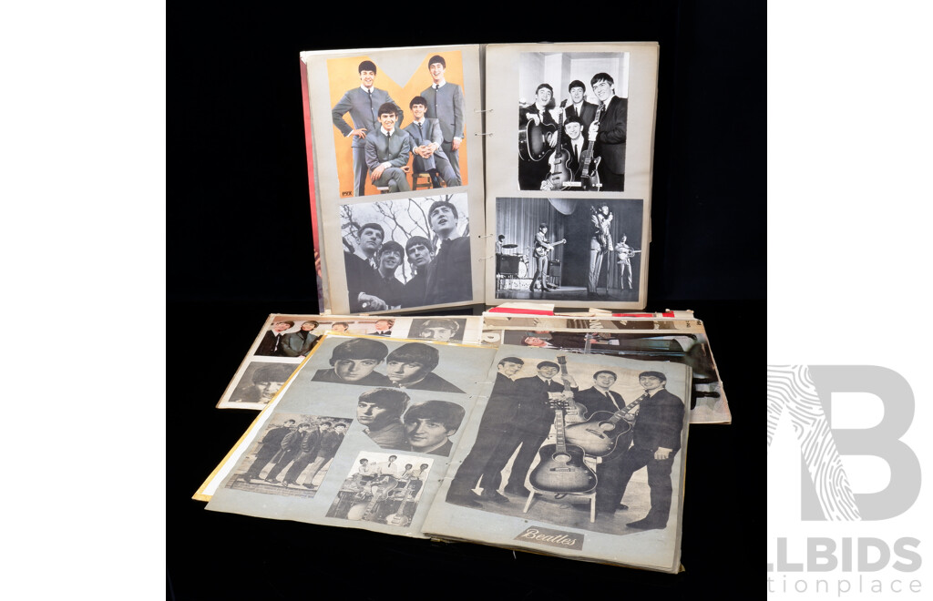 Collection of Three Vintage Beatles Scrap Books with Clippings From Magazines and Newspapers