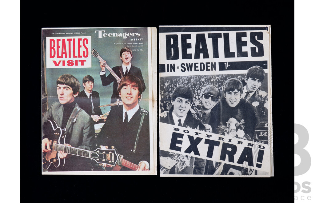 Vintage Teenagers Weekly Beatles Visit Feature June 17 1964 and Beatles in Sweden Boyfriend Extra! Newspaper