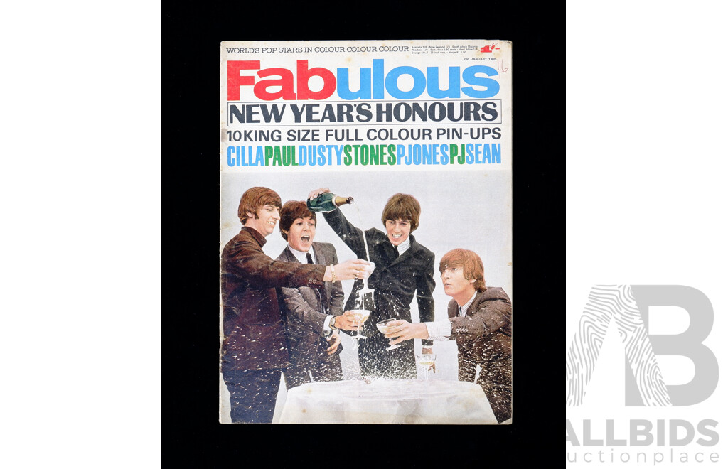 Vintage Fabulous Magazine Worlds Pop Stars in Colour 2nd January 1965 - Beatles on Cover