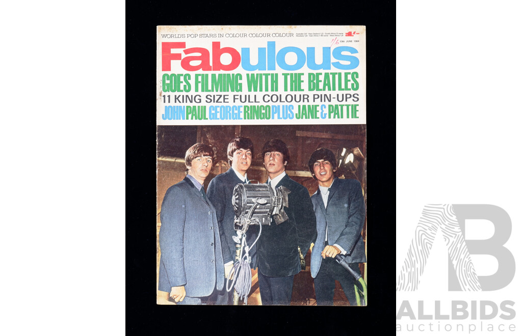 Vintage Fabulous Magazine Worlds Pop Stars in Colour 13th June 1964 - Beatles on Cover