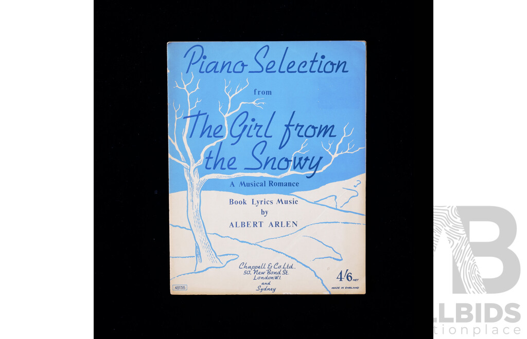 Music Sheet Piano Selection From the Girl From the Snowy by Albert Arlen 1960