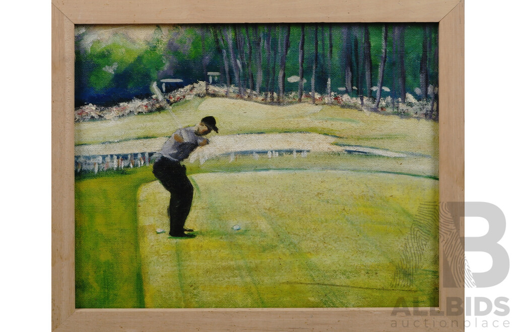 The Golfer, Oil on Canvas, 24 x 29 cm Unsigned