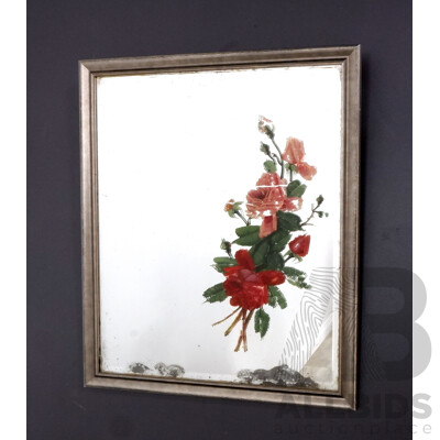 Framed Mirror with Hand-Painted Roses