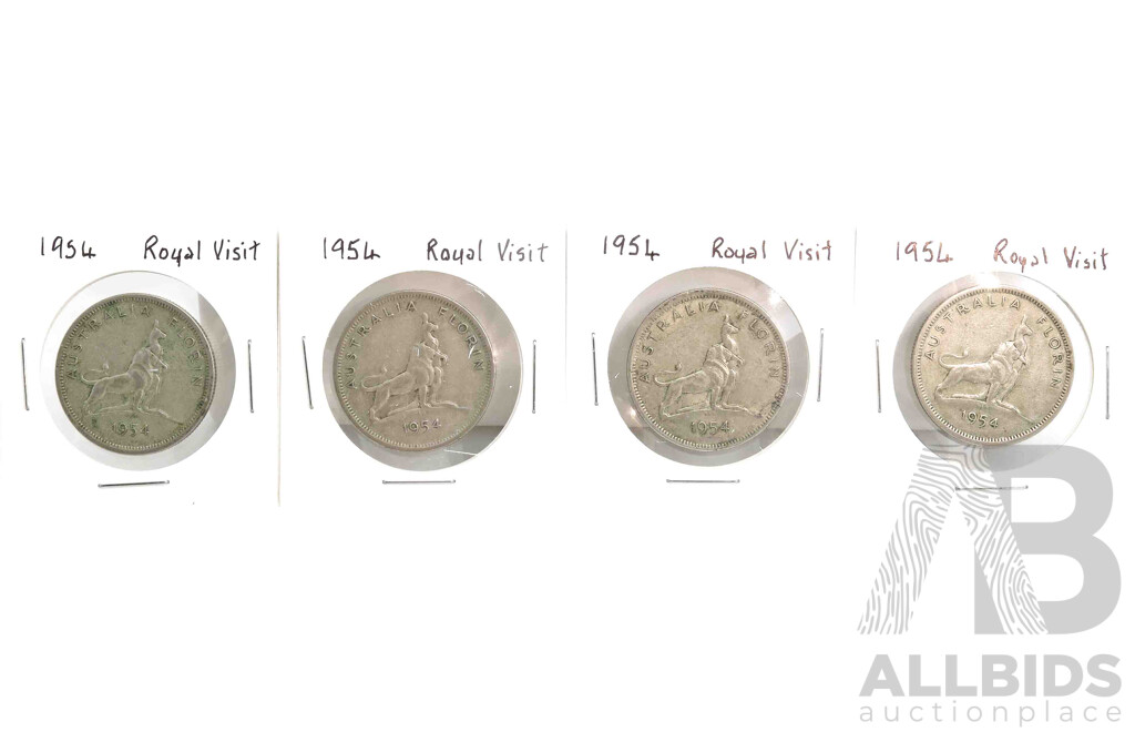 Australian Royal Visit Silver Florins 1954 (x4)