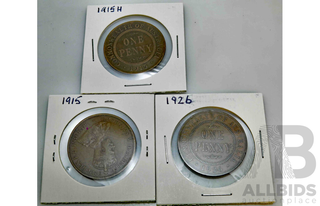 AUSTRALIA - King Geo V Pennies - harder dates x3
