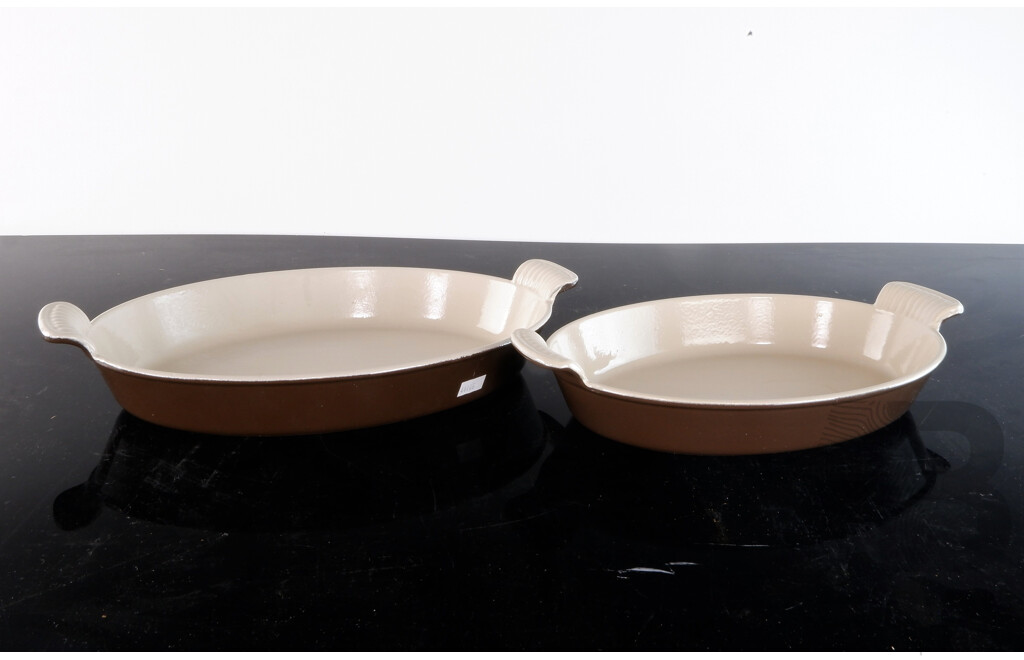 Two Cousances Oval Enameled Cast Iron Cookware