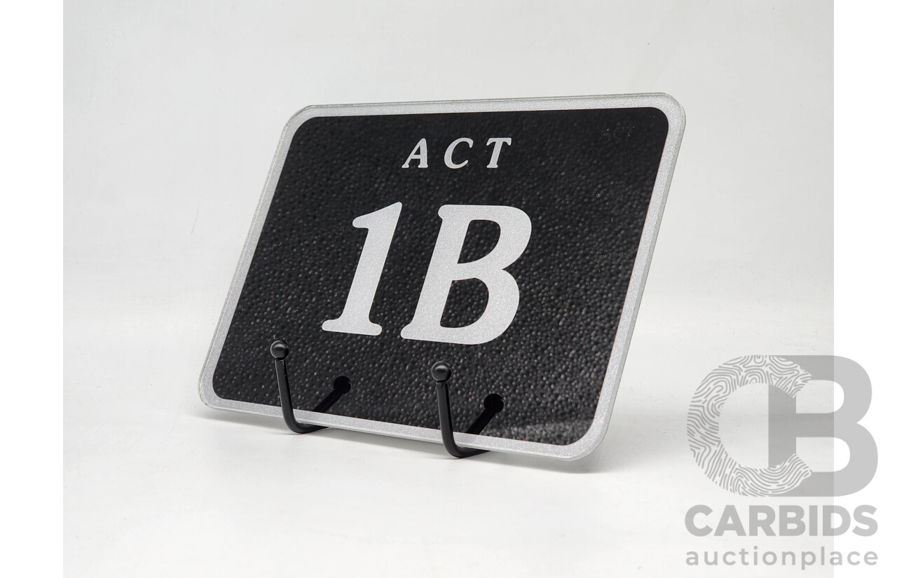 ACT Two Character Alpha Numeric Number Plate - 1B (Number 1, Letter B)