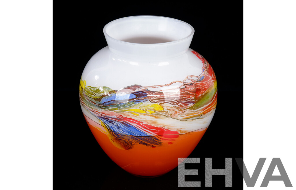 Australian Studio Art Glass Hansa Vase by John Van Horssen of Quaama Studios, Signed to Side