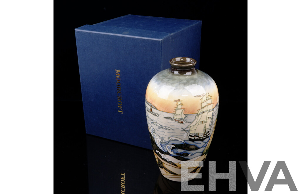 Limited Edition 171 of 200 Moorcroft Porcelain Vase in Smugglers Cove Design by Paul Hilditch in Original Box