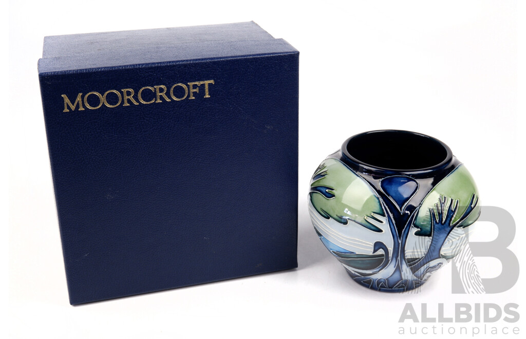 Moorcroft Porcelain Vase in Knypersley Design by Emma Bossons in Original Box