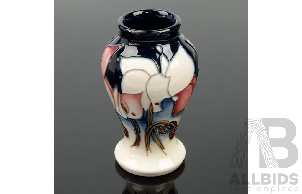 Moorcroft Porcelain Vase in Wild Cyclamen Design by Emma Bossons in Original Box
