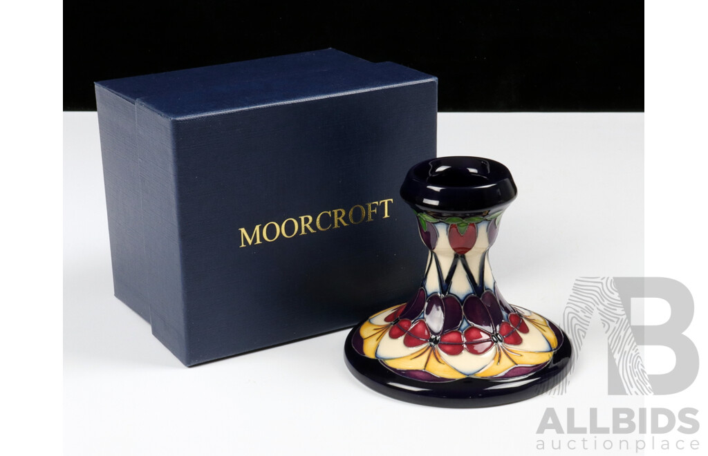 Moorcroft Porcelain Candle Holder in Violetta Design by Rachel Bishop in Original Box