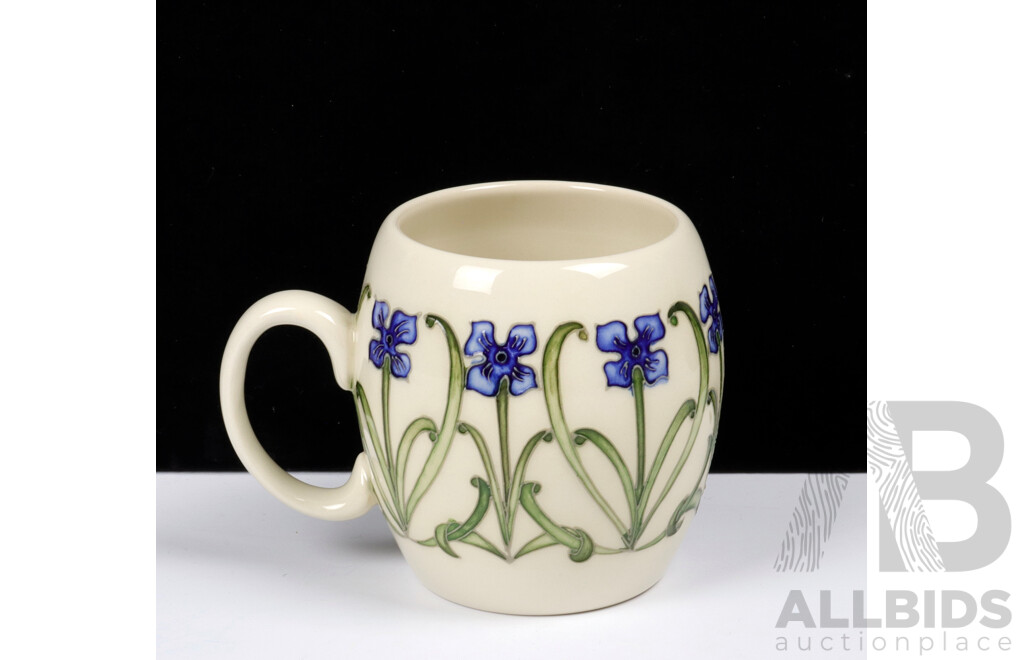 Moorcroft Porcelain Mug in Florian Forget Me Not Design in Original Box