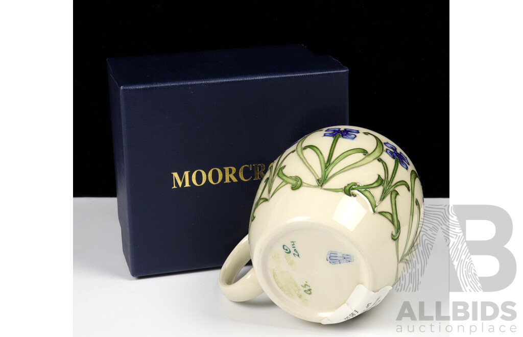 Moorcroft Porcelain Mug in Florian Forget Me Not Design in Original Box
