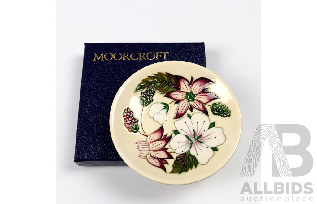 Moorcroft Porcelain Plate InBramble Revisited Design by Alicia Amison in Original Box