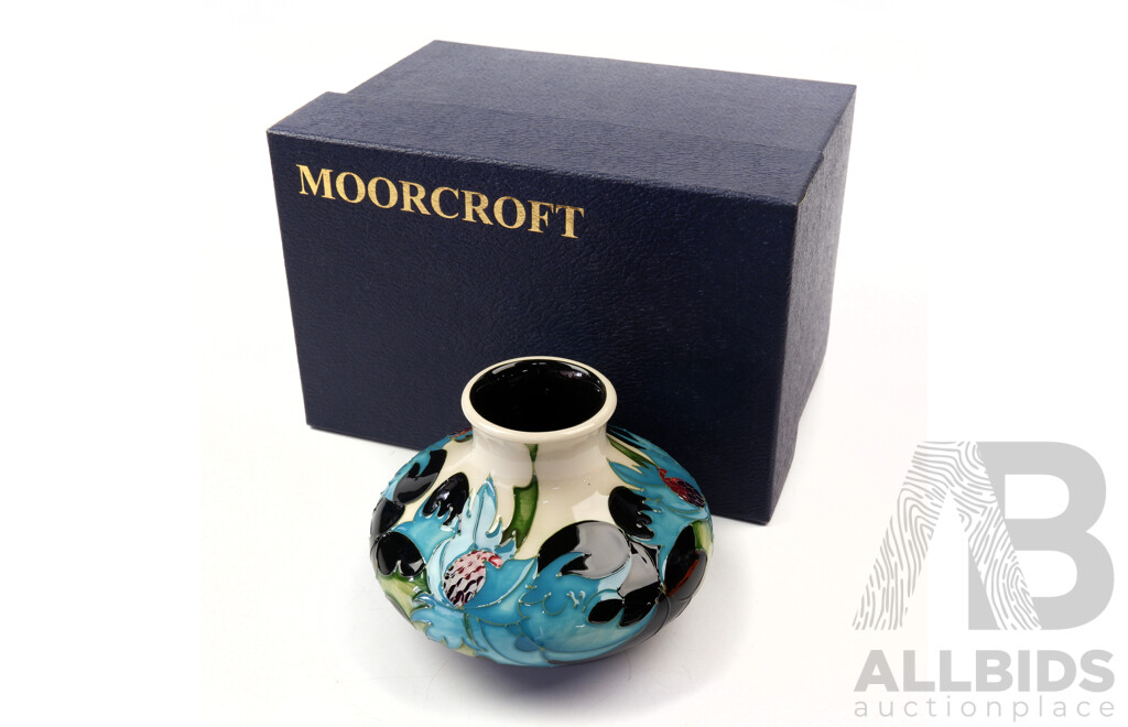 Moorcroft Porcelain Vase in Seaholly Design by Emma Bossons in Original Box