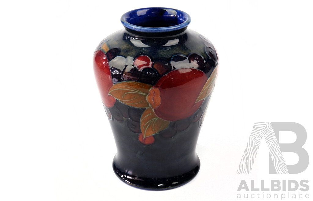 Antique William Moorcroft Porcelain Vase in Pommegranate Design, Circa 1918 to 1929