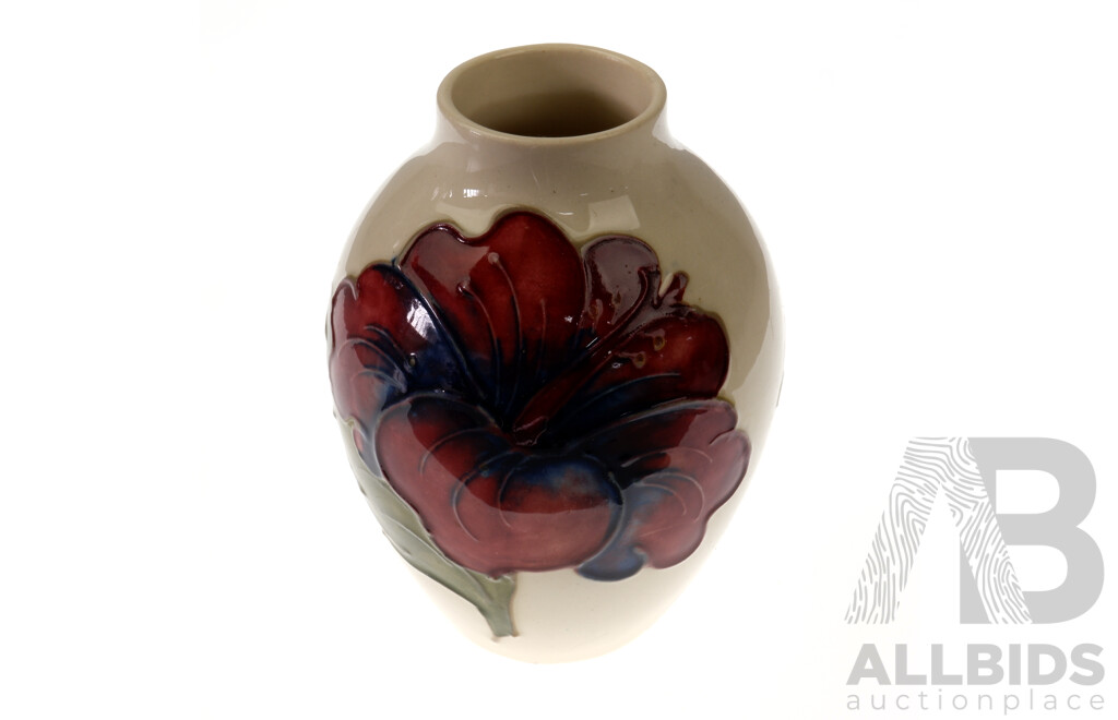 Walter Moorcroft Porcelain Vase in Hibiscus Design
