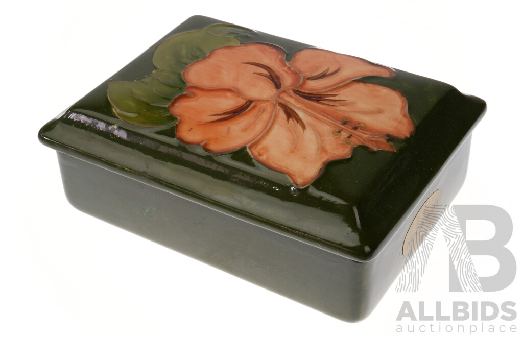 Walter Moorcroft Porcelain Lidded Box in Hibiscus Design