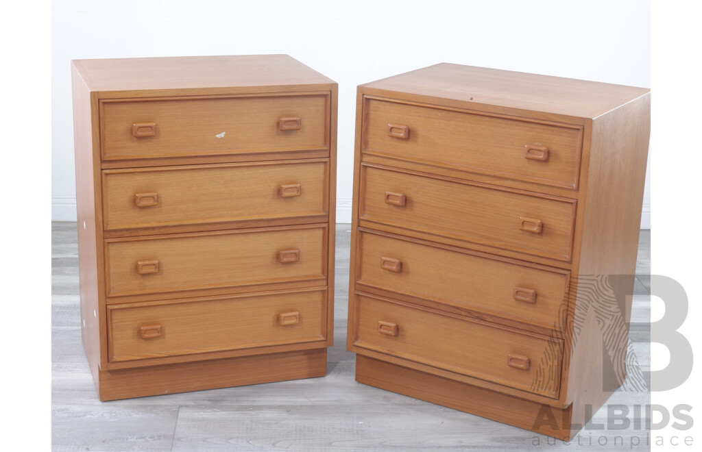 Pair of Oversized Teak Four Drawer Bedsides by Parker