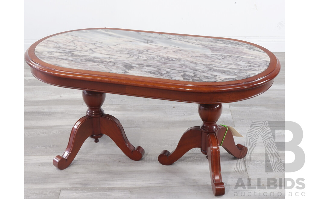 Vintage Timber and Marble Coffee Table