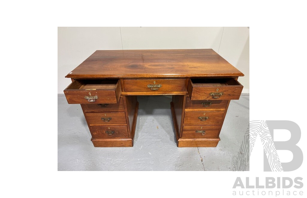 Victorian Cedar Twin Pedestal Desk