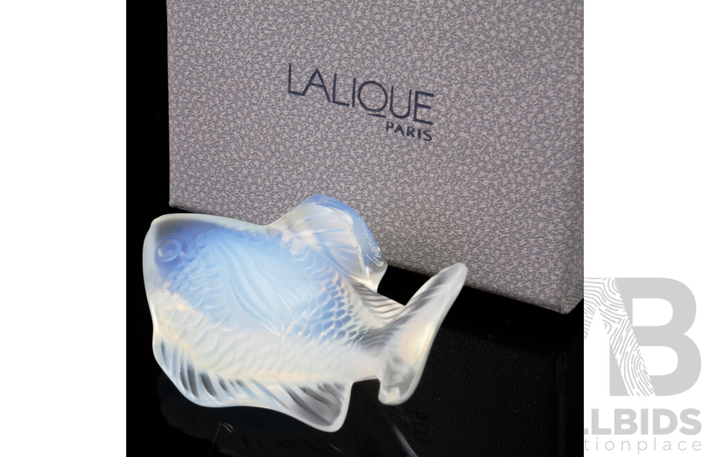 Lalique Crystal Iridescent Fish Figure in Original Box