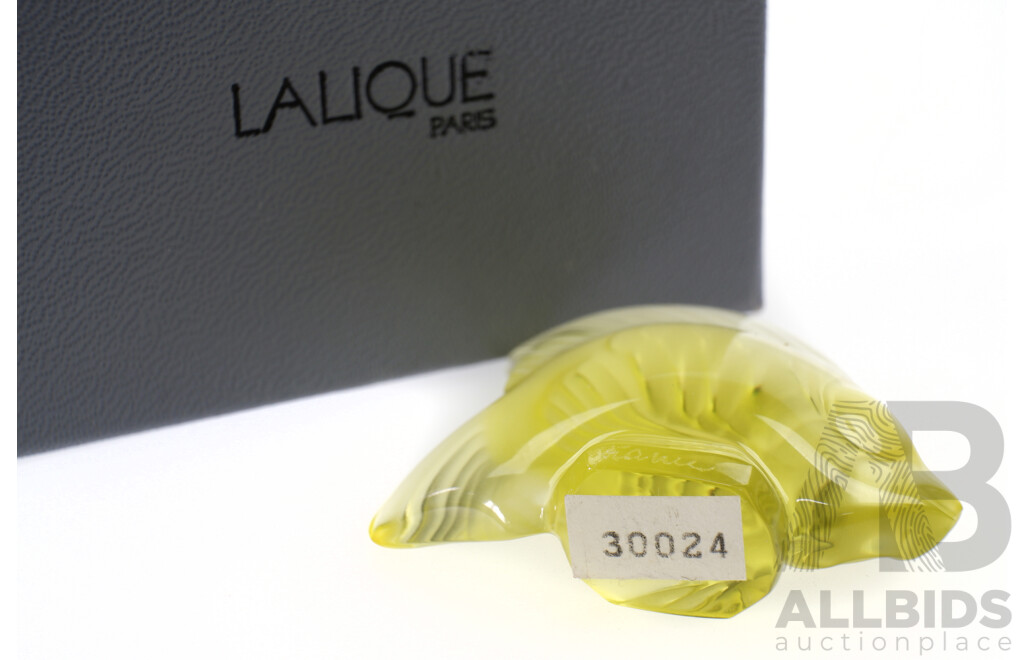 Lalique Crystal Yellow Angel Fish Figure in Original Box