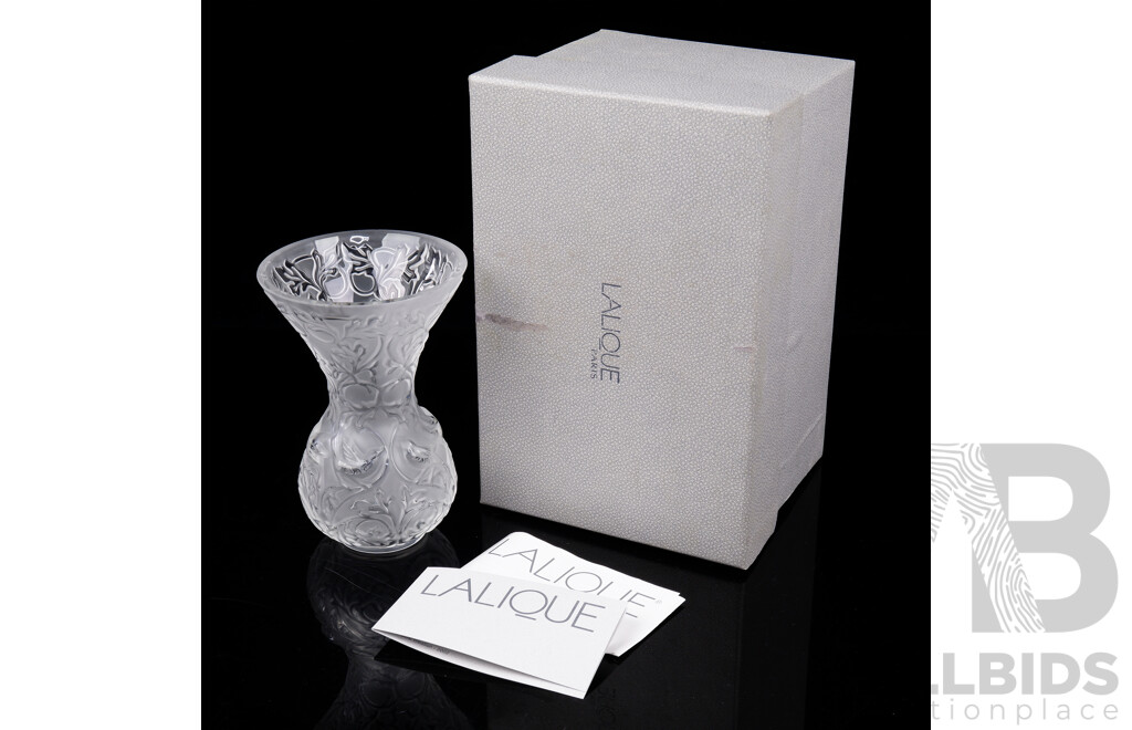 Lalique Crystal Carnation Vase in Original Box with Booklet