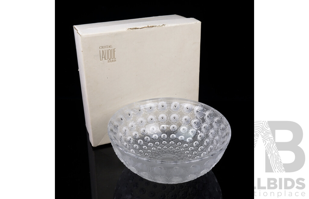 Lalique Crystal Nemours Frosted Bowl in Original Box