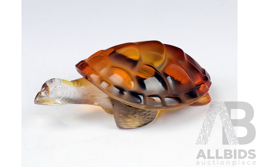 Lalique Crystal Amber Turtle Figure