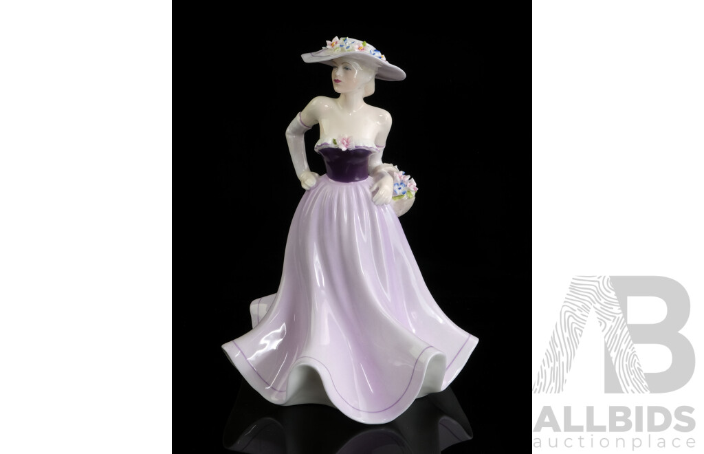 Hand Modeled and Decorated Coalport Porcelain Figure, Demetria, From the Ladies of Fashion Series