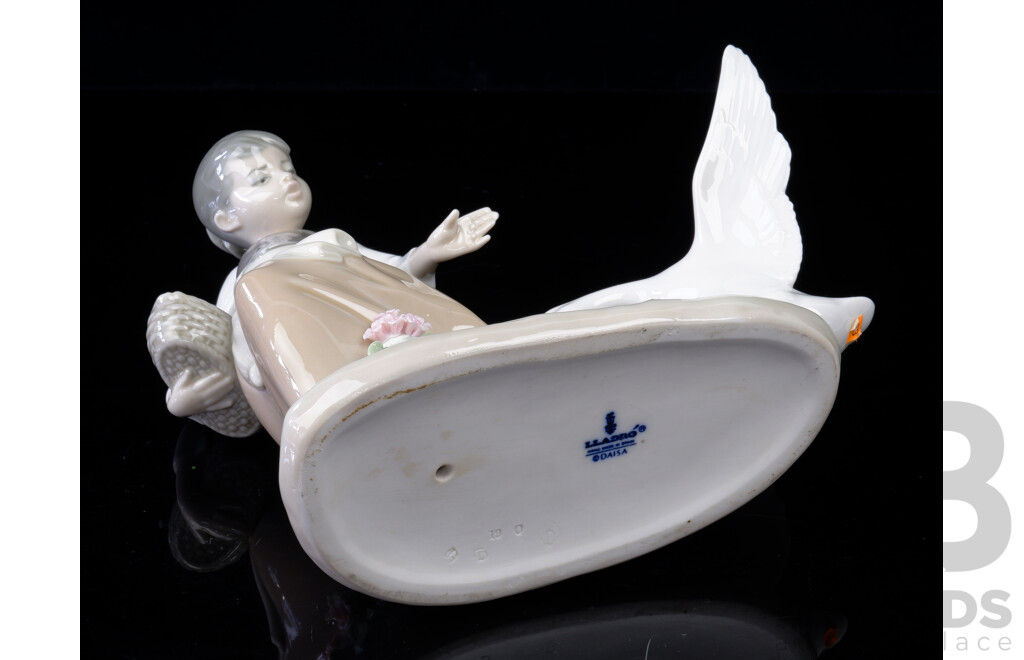 Lladro Porcelain Figure, Young Girl Chased by Goose