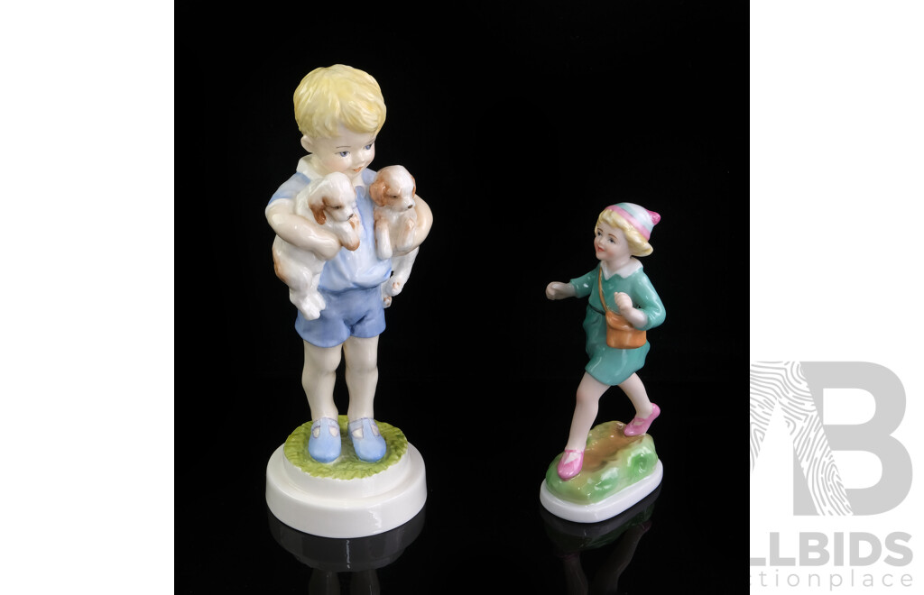 Royal Worcester Porcelain Figure, From the Days of the Week Series, Modays Child 3519 and Thursdays Girl
