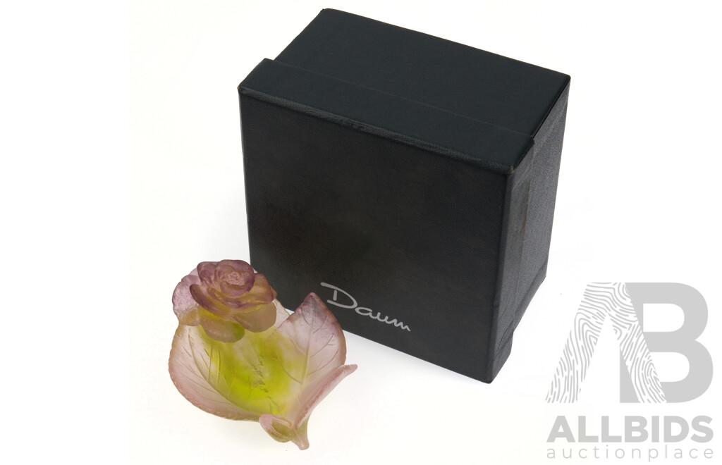 French Duam Glass Rose DIsh in Original Box
