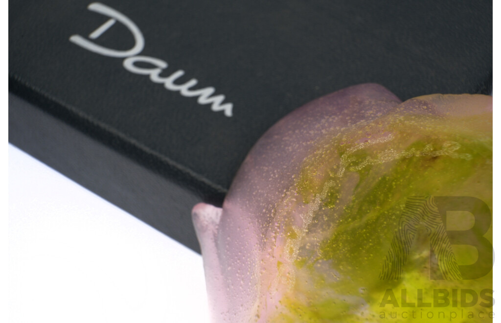 French Duam Glass Rose DIsh in Original Box