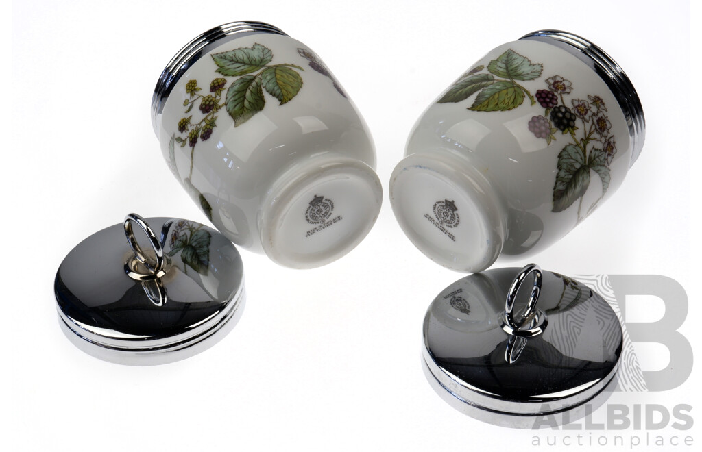 Pair Royal Worcester Porcelain and Stainless Steel Egg Coddlers
