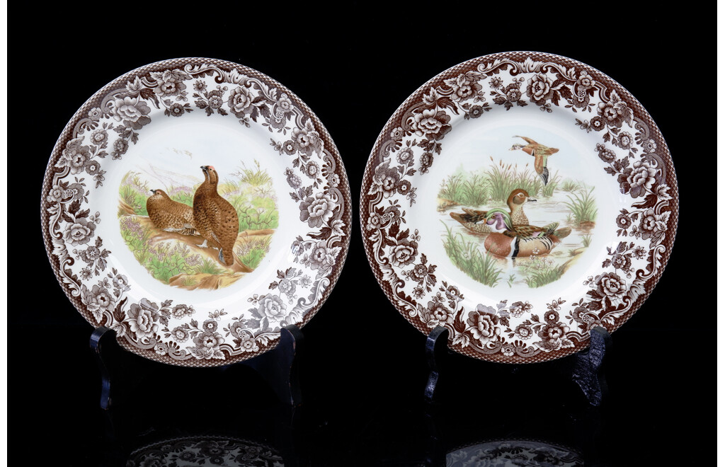 Two Spode Porcelain Plates in Woodland Series Comprising Wood Duck and Red Grouse