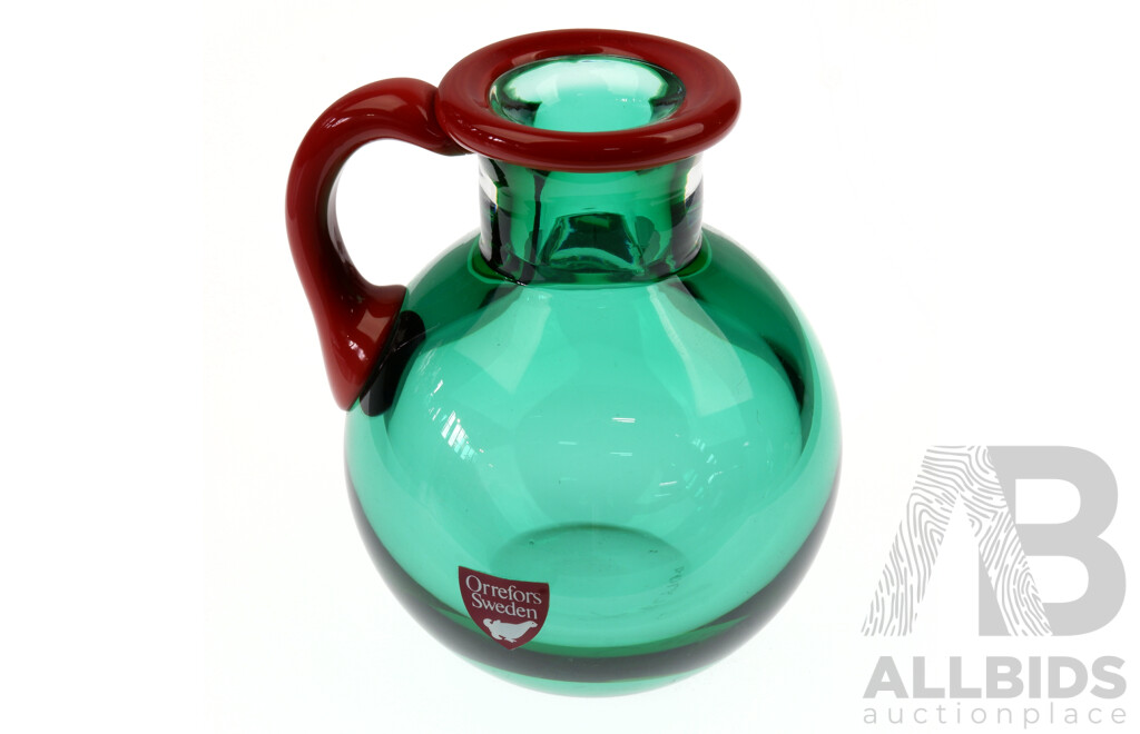Retro Oreffors Glass Vase by Erika Lagerbielke with Original Label