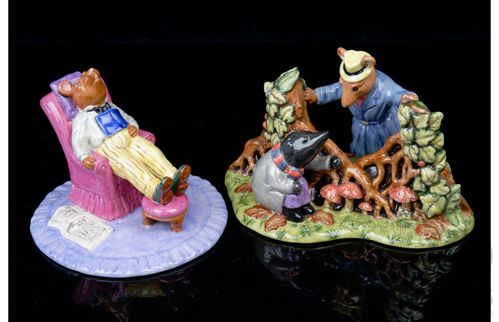 Two Royal Doulton Porcelain Figurines in the Wind in the Willows Series Comprising Ratty is That Really You & Short Winter Days