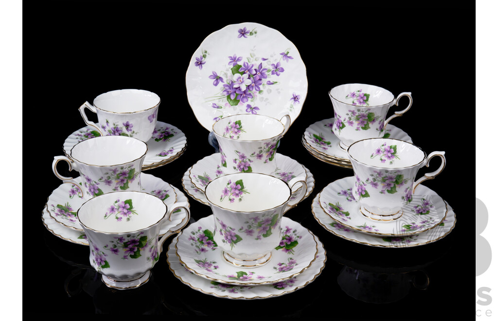 Queen Anne 18 Piece Porcelain Tea Service Along with Aynsley Porcelain Trio