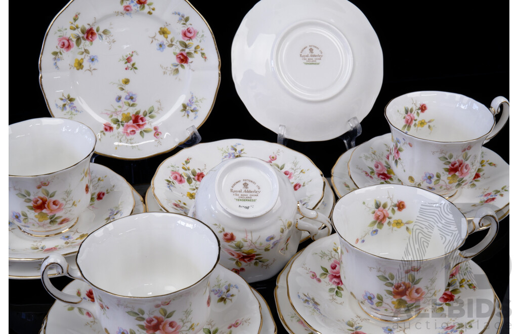 Royal Adderley 17 Piece Porcelain Tea Service in Tenderness Pattern