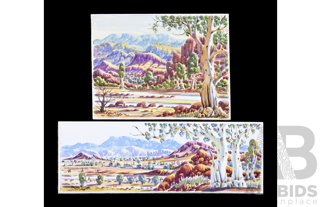 Peter Taylor Tjutjatja (1940-2014), Two Central Australian Landscape Watercolours (2)