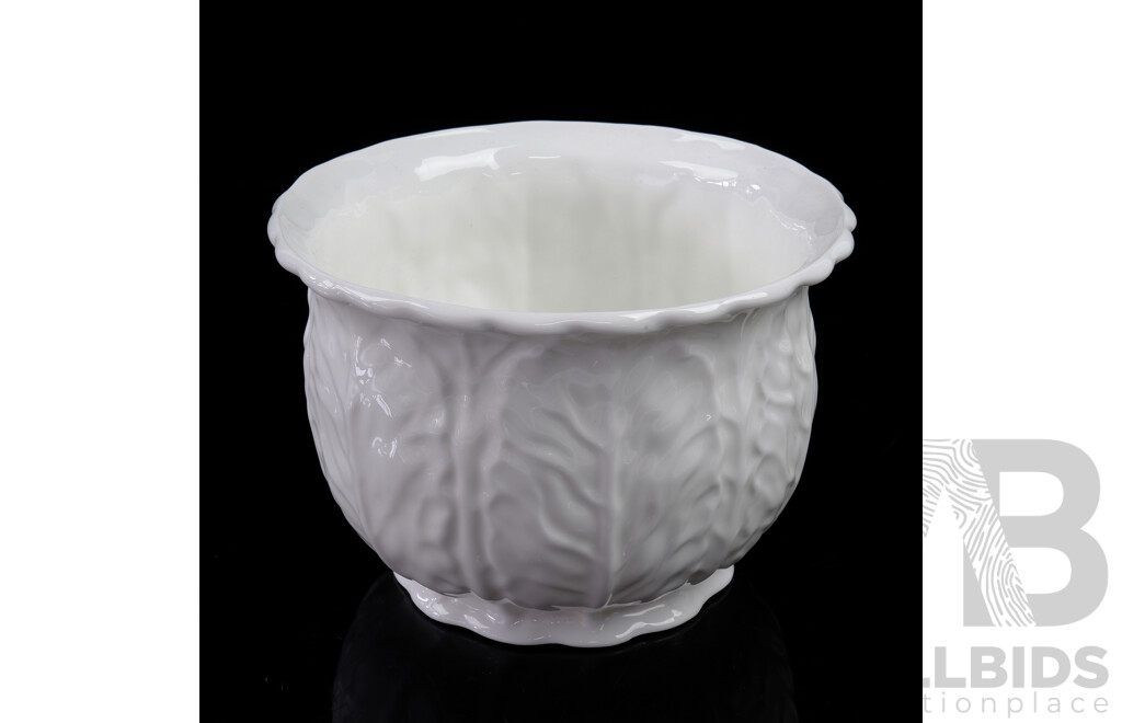 Coalport Porcelain Jardiniere with Cabbage Leaf Design