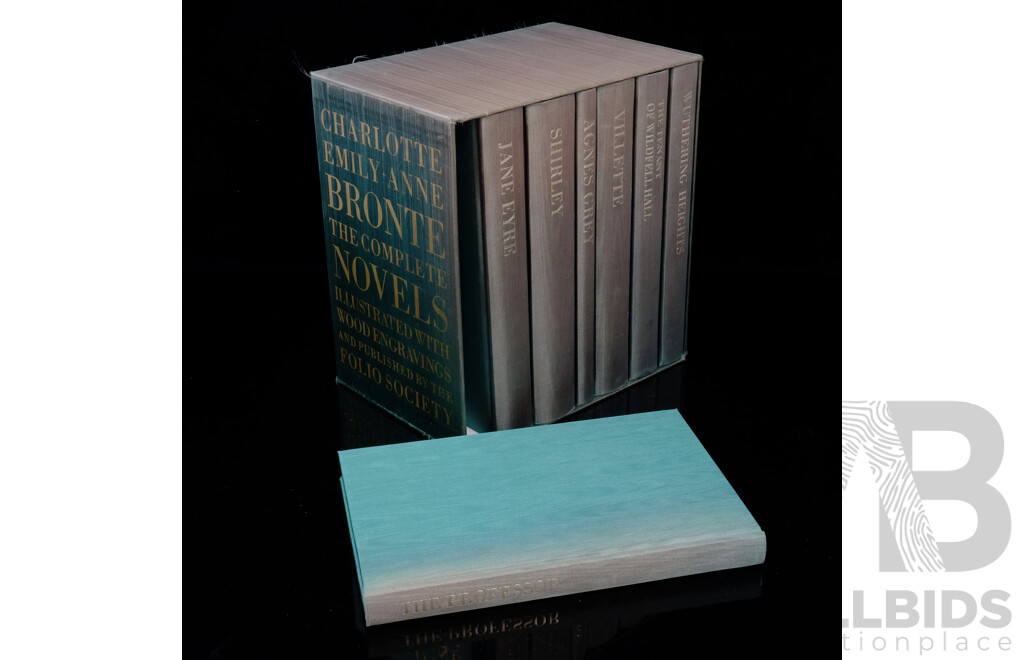 Charlotte Bronte, the Complete Novels, Folio Society, 1993, Moire Coverd Hardcover Books in Moire Covered Slip Case